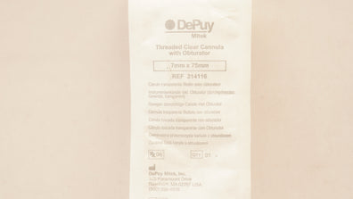 DePuy 214116 Threaded Clear Cannula with Obturator 7mm x 75mm (x)